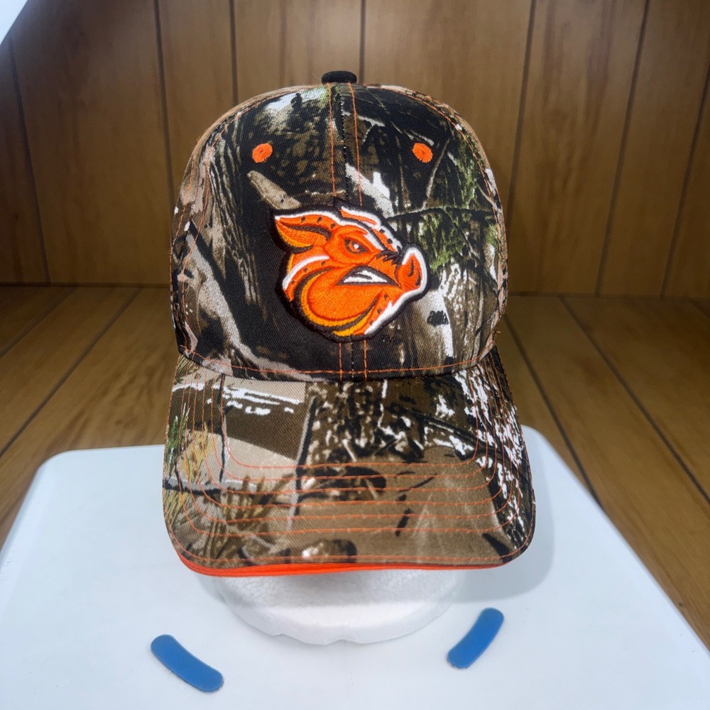 Melonwear Camo Orange Hog Boar Hat American Flag Patch Adjustable Baseball Cap